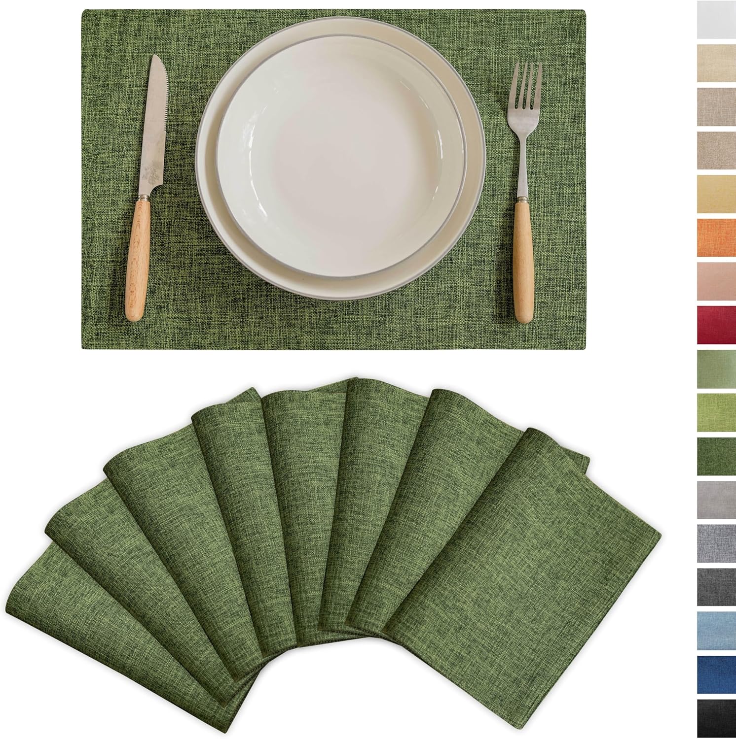 Demetex Dark Green Placemats Set of 8 for Stylish Dining