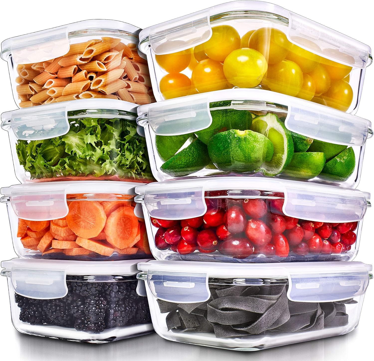 PrepNaturals Glass Meal Prep Containers - 8 Pack 36 Oz Set