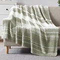 Sage Green Throw Blanket 50x70 - Soft Cozy Striped Throw for Couch