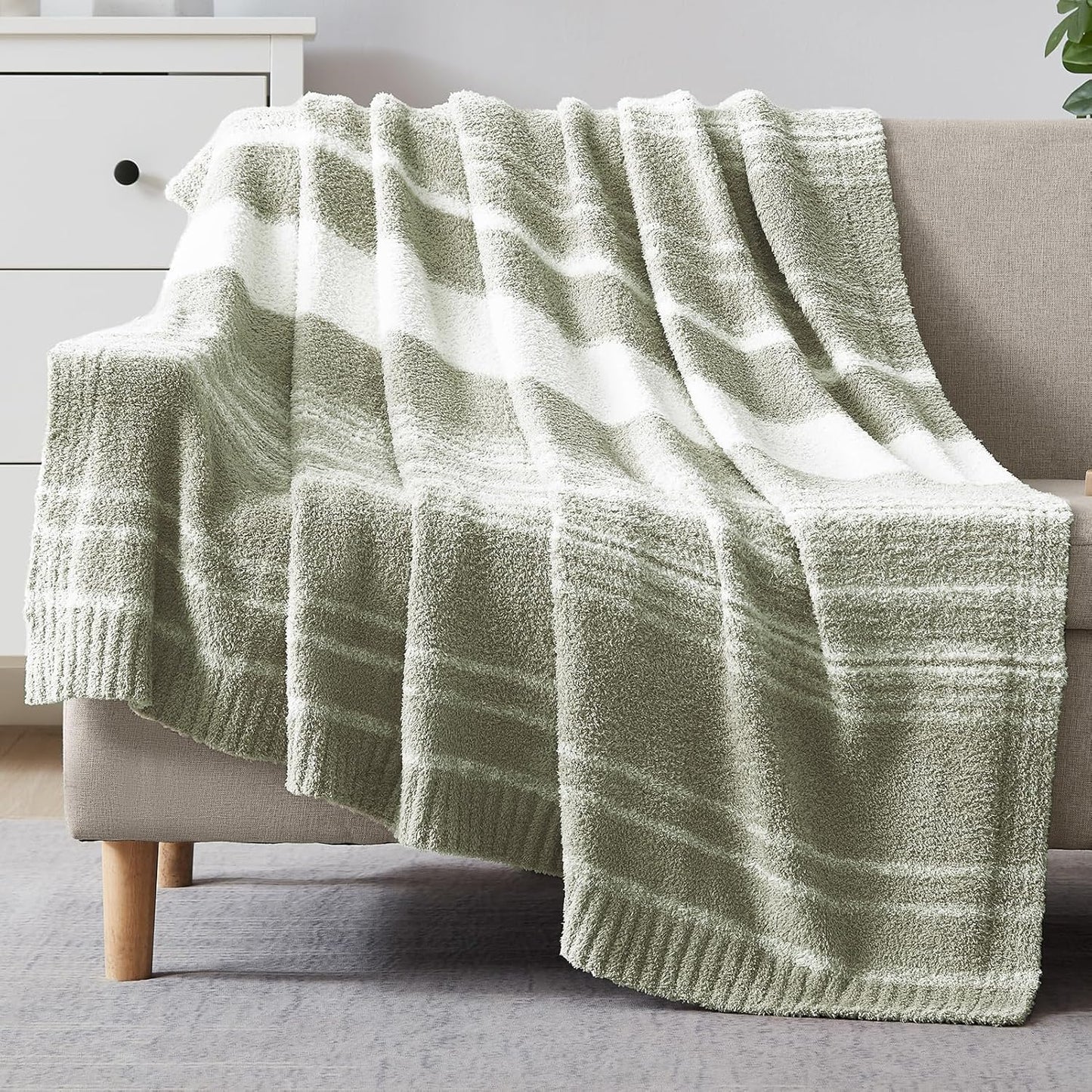 Sage Green Throw Blanket for Couch, Sofa, Bed, Travel Use