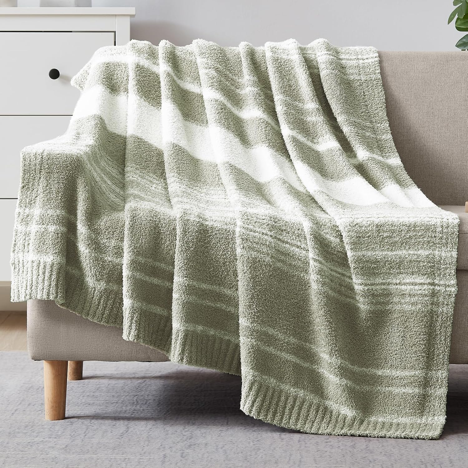 Sage Green Throw Blanket for Couch, Sofa, Bed, Travel Use