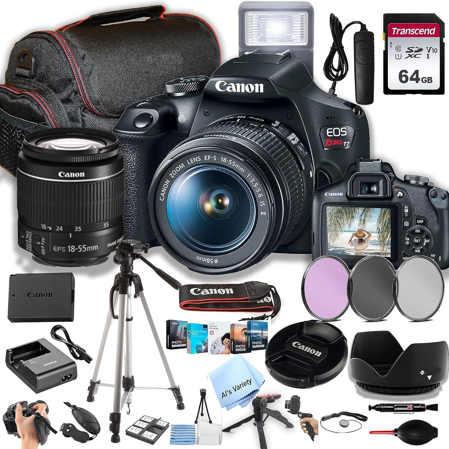 Canon EOS Rebel T7 DSLR Camera Bundle with 64GB Memory and More