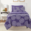 Twin/Twin XL Purple Floral Comforter Set - Lightweight 5-Piece