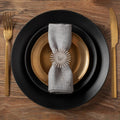 Silver Napkin Rings Set of 12 - Elegant Stone Table Decor for Events