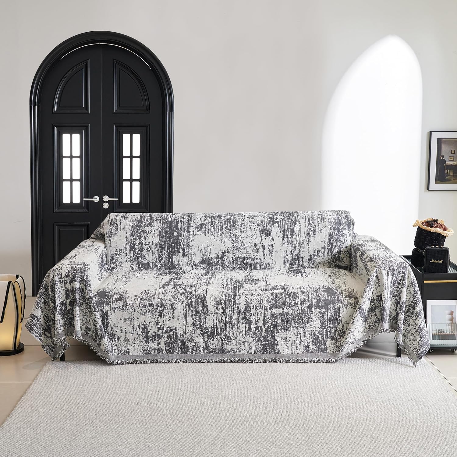 MYSKY HOME Sectional Couch Cover for Dogs Deep Grey Geometric