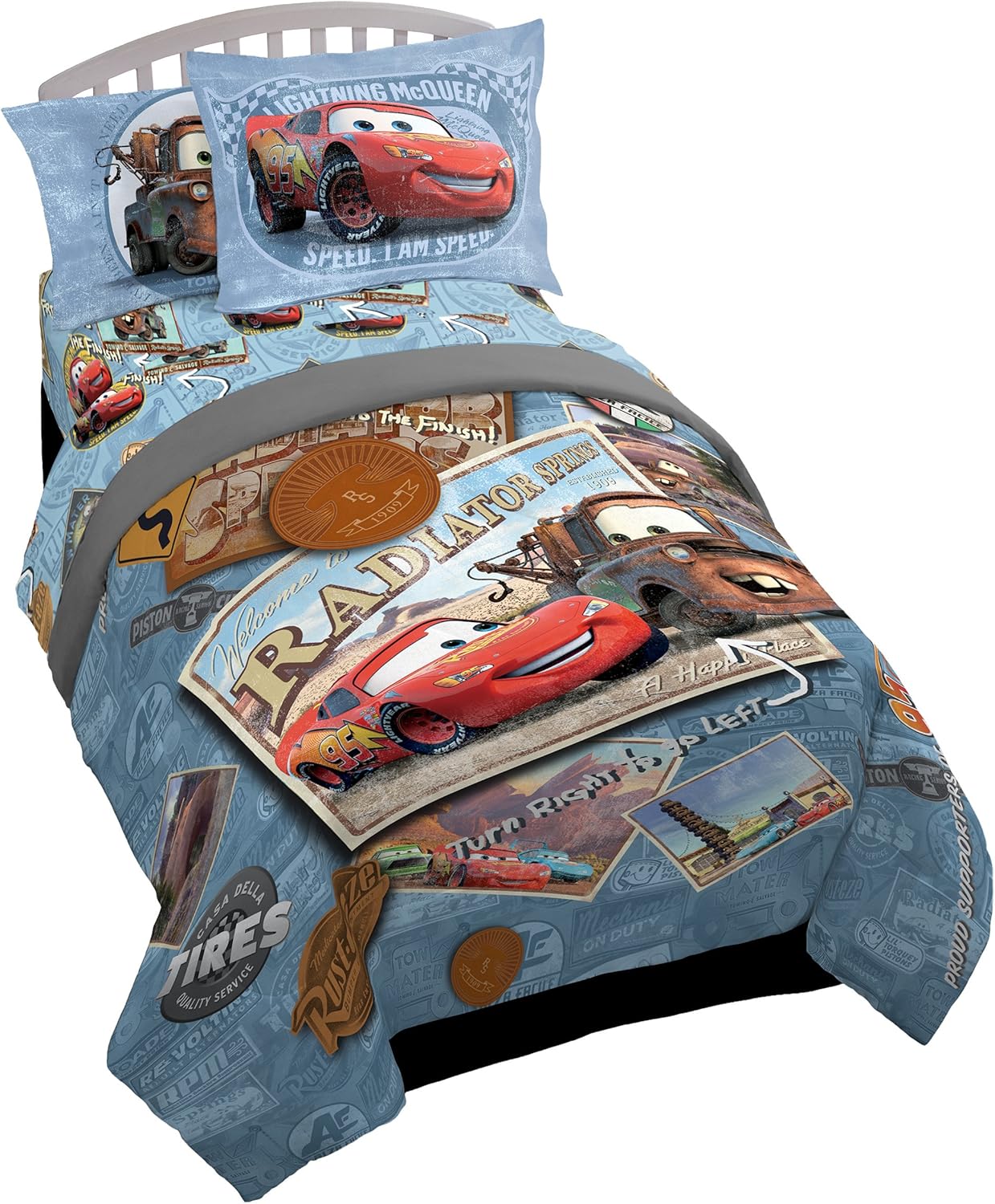 Disney Pixar Cars Full Bed Set with Lightning McQueen & Mater