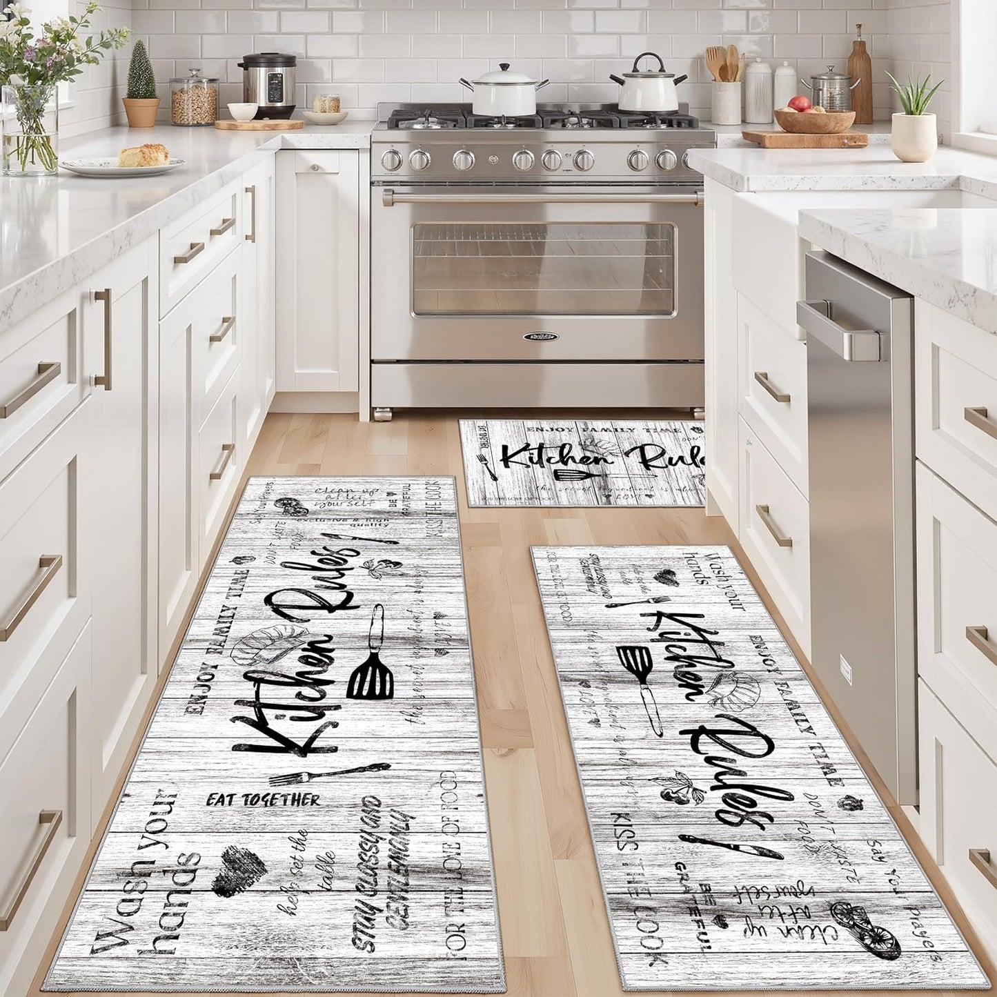 Tritard Non Slip Kitchen Rugs Set for Farmhouse Style Comfort