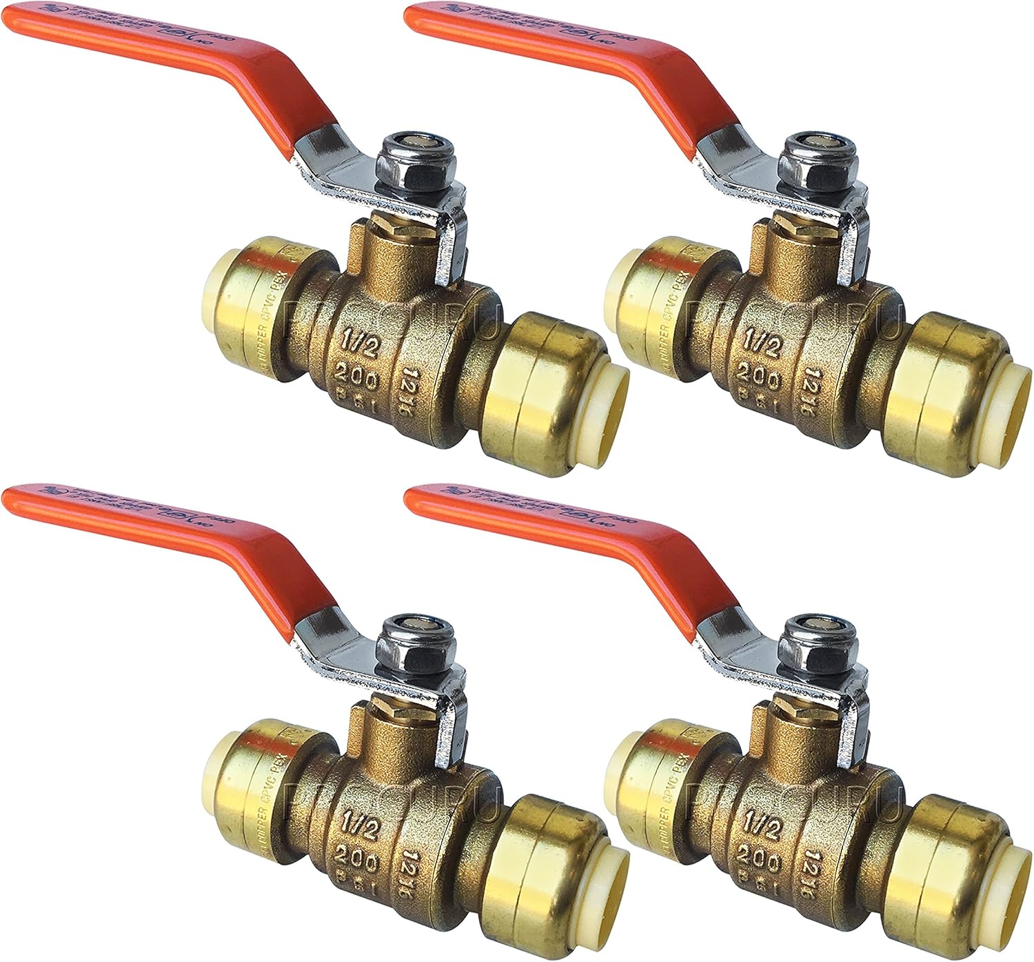PushFit Forged Brass Ball Valve 4-Pack for Easy Pipe Connections