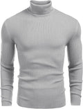 Mens Ribbed Slim Fit Turtleneck Sweater for Men - Soft Warm Knit