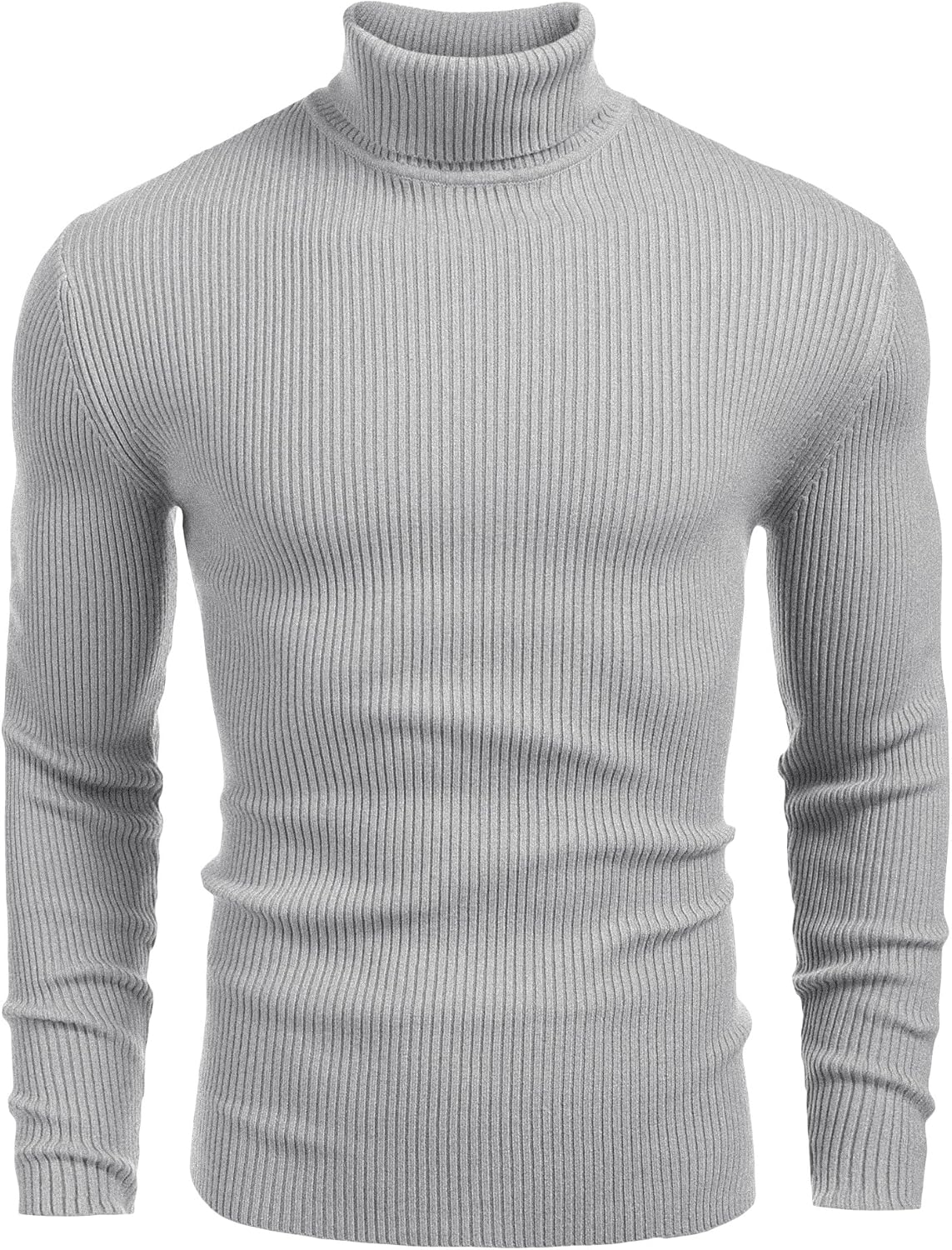 COOFANDY Mens Ribbed Slim Fit Knitted Pullover Turtleneck Sweater