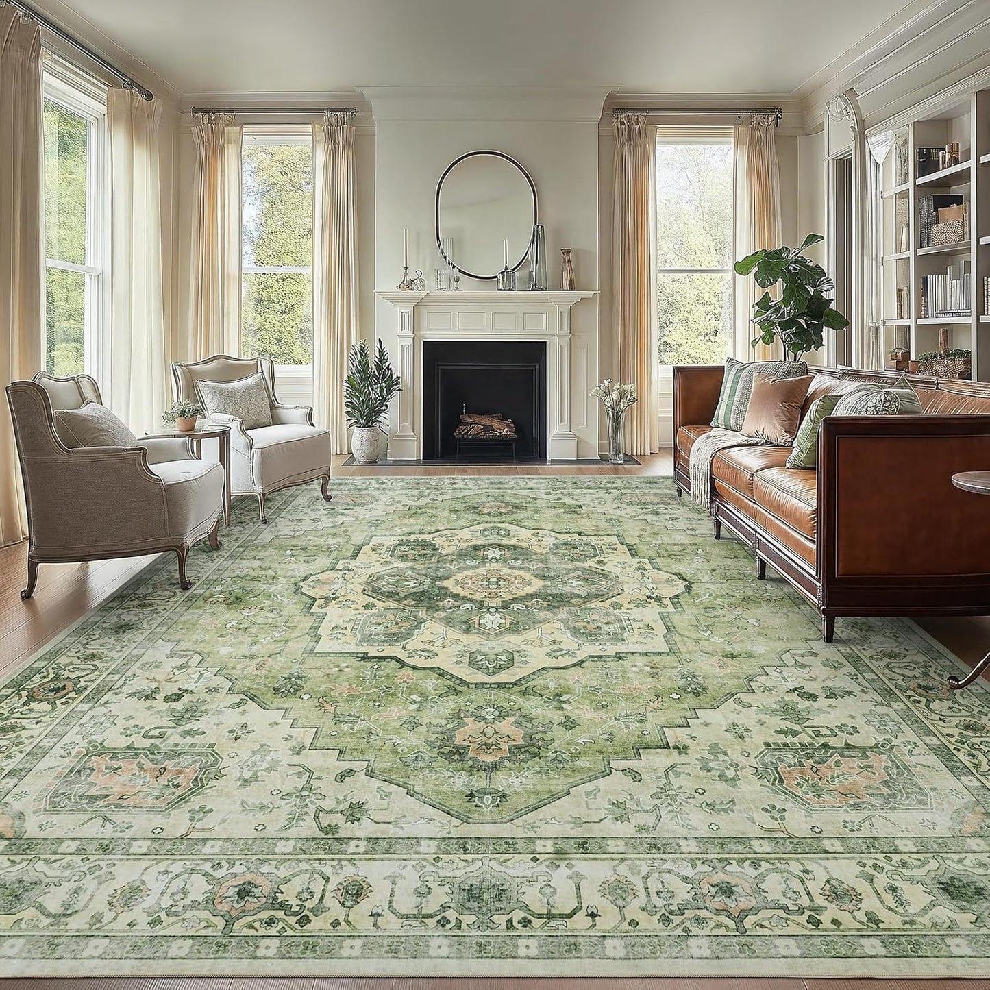Washable 9x12 Area Rug with Non-Slip Backing for Any Room