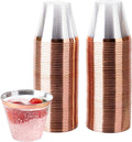 PLASTICPRO 9 oz Crystal Clear Disposable Party Cups - Rose Gold Rim