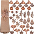Fall Napkin Rings Set 9 Metal Leaf & Pumpkin Holders - Vintage Table