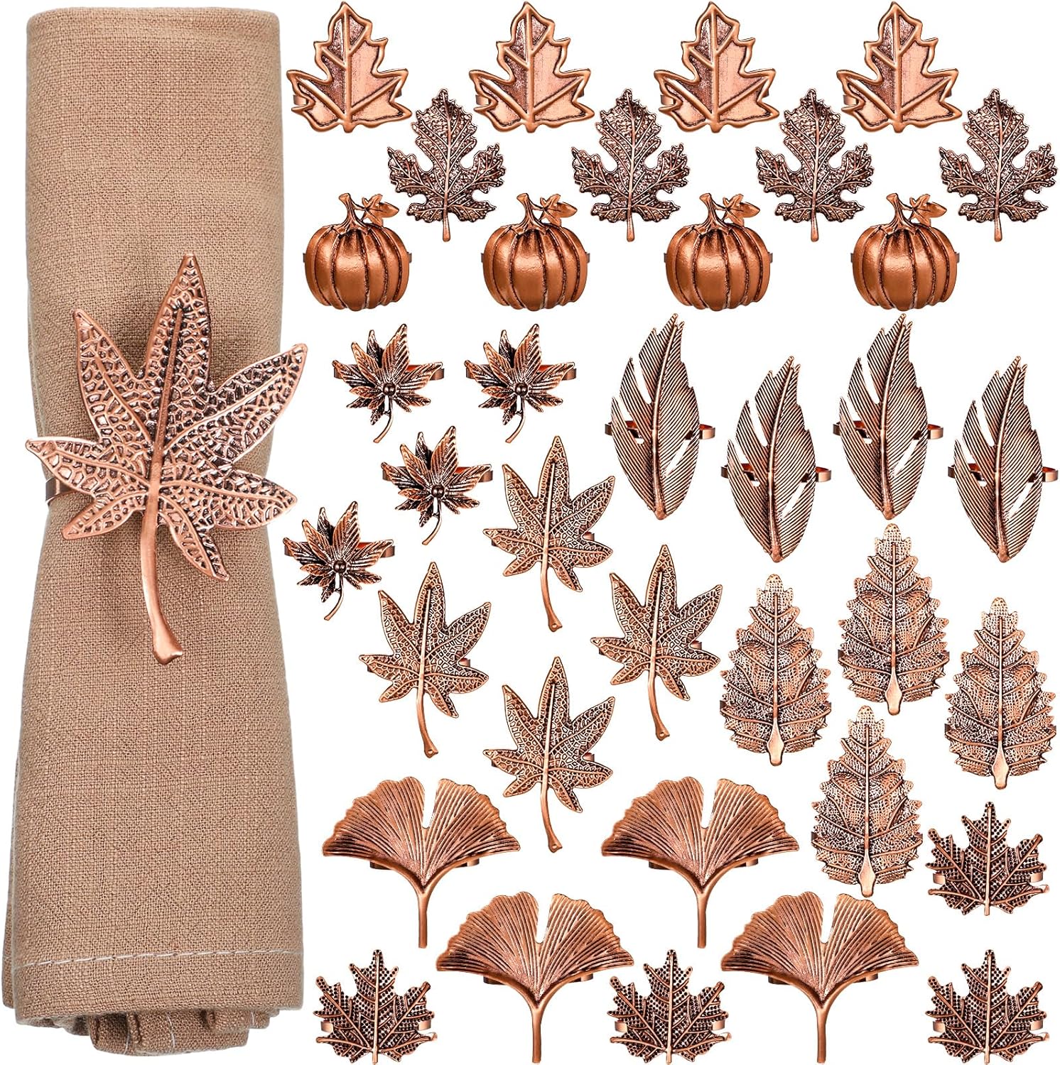36 Pcs Fall Napkin Rings Set for Thanksgiving Table Decor