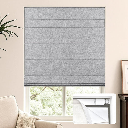 Cordless Roman Shades for Windows - Blackout Thermal Insulated