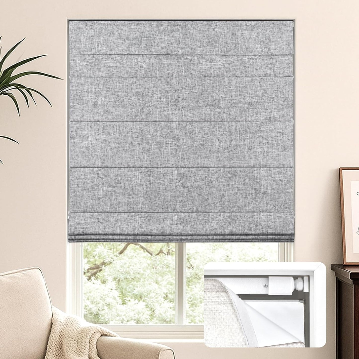 LazBlinds No Tools No Drill Cordless Roman Shades for Windows