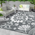 Outdoor Plastic Straw Rug 9x12ft Reversible Patio Rug - Waterproof