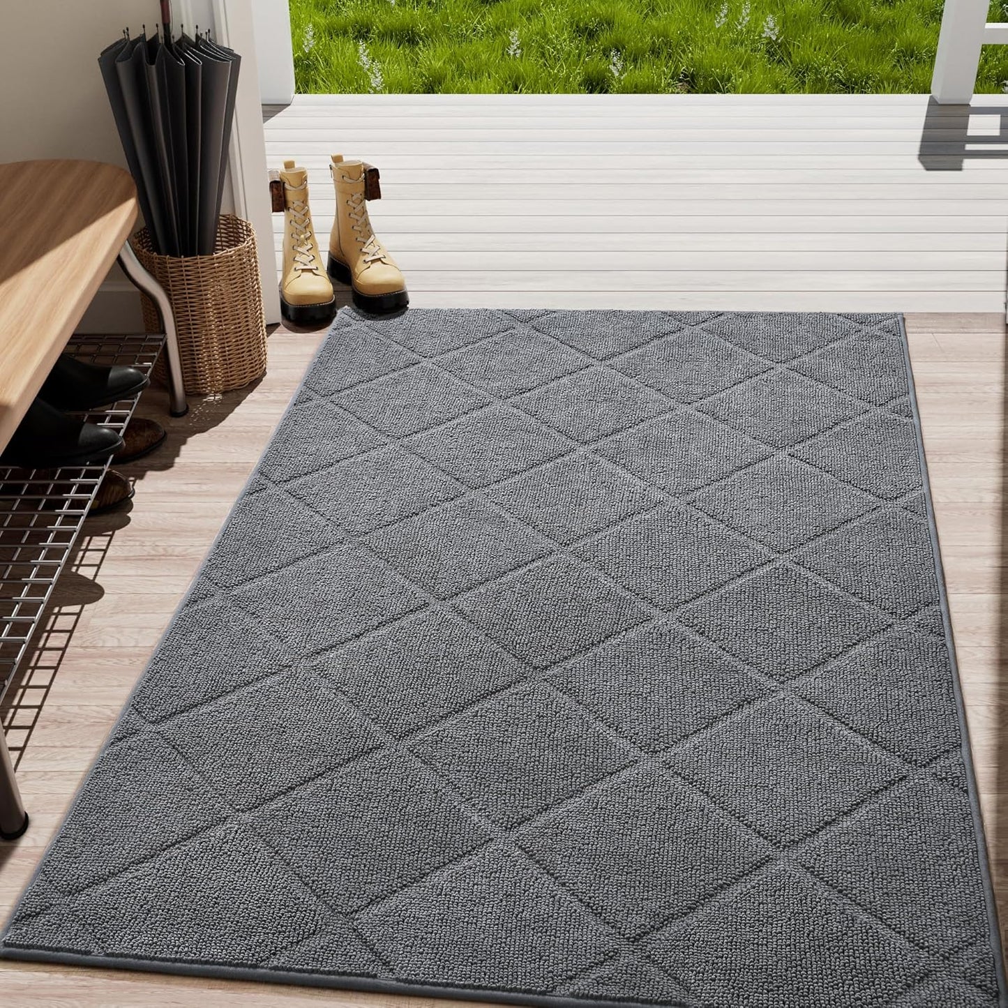 LOCHAS Grey Indoor Door Mat 35x59 Inch for Entryway Home