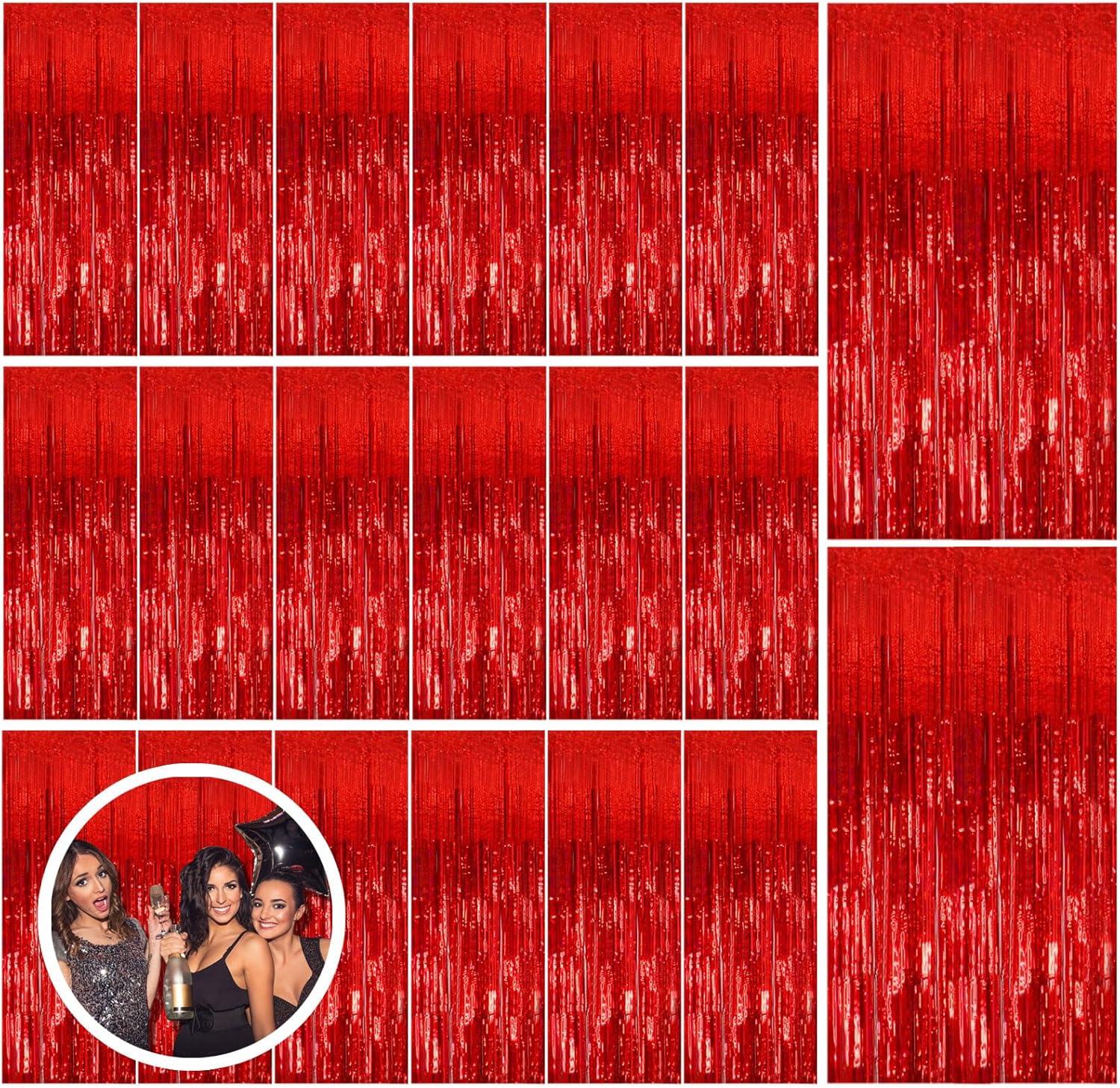 20 Pack Red Streamers Party Backdrop for Holiday Celebrations
