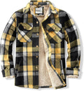 Men's Cotton Sherpa Lined Button Down Flannel Shirt Jacket - Warm