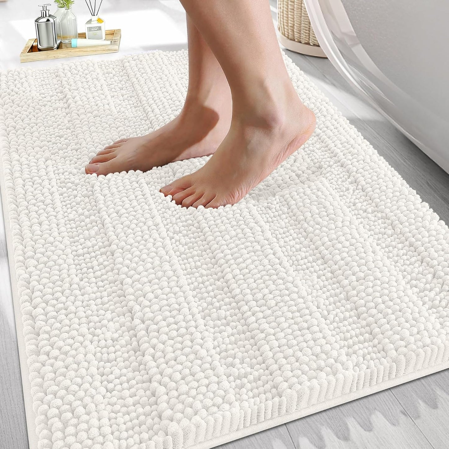 OLANLY Thick Bathroom Rugs 30x20, Soft Chenille Bath Mats