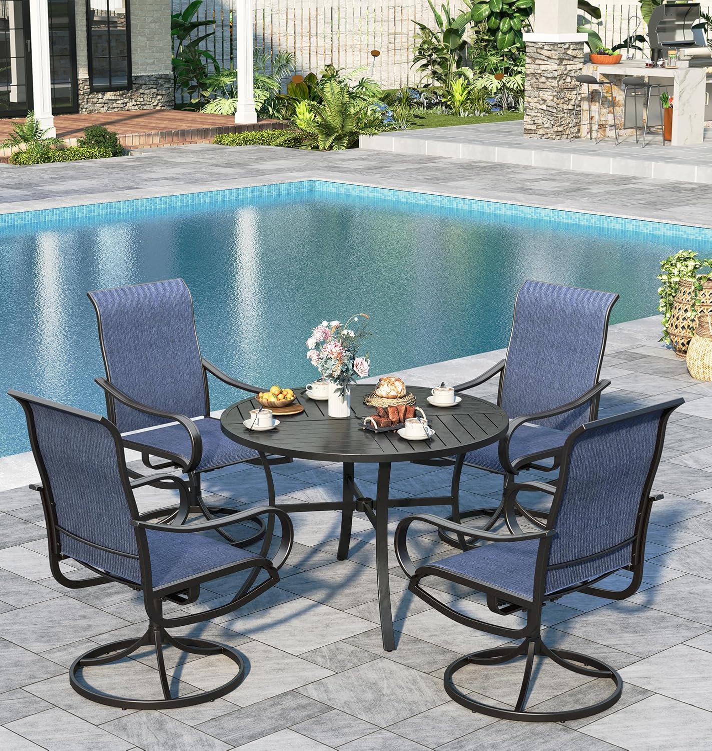 Sophia & William Outdoor Dining Set for 4 with Swivel Chairs