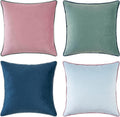 Decorative Throw Pillow Covers Set of 4 - Soft Velvet Colorblock Mix