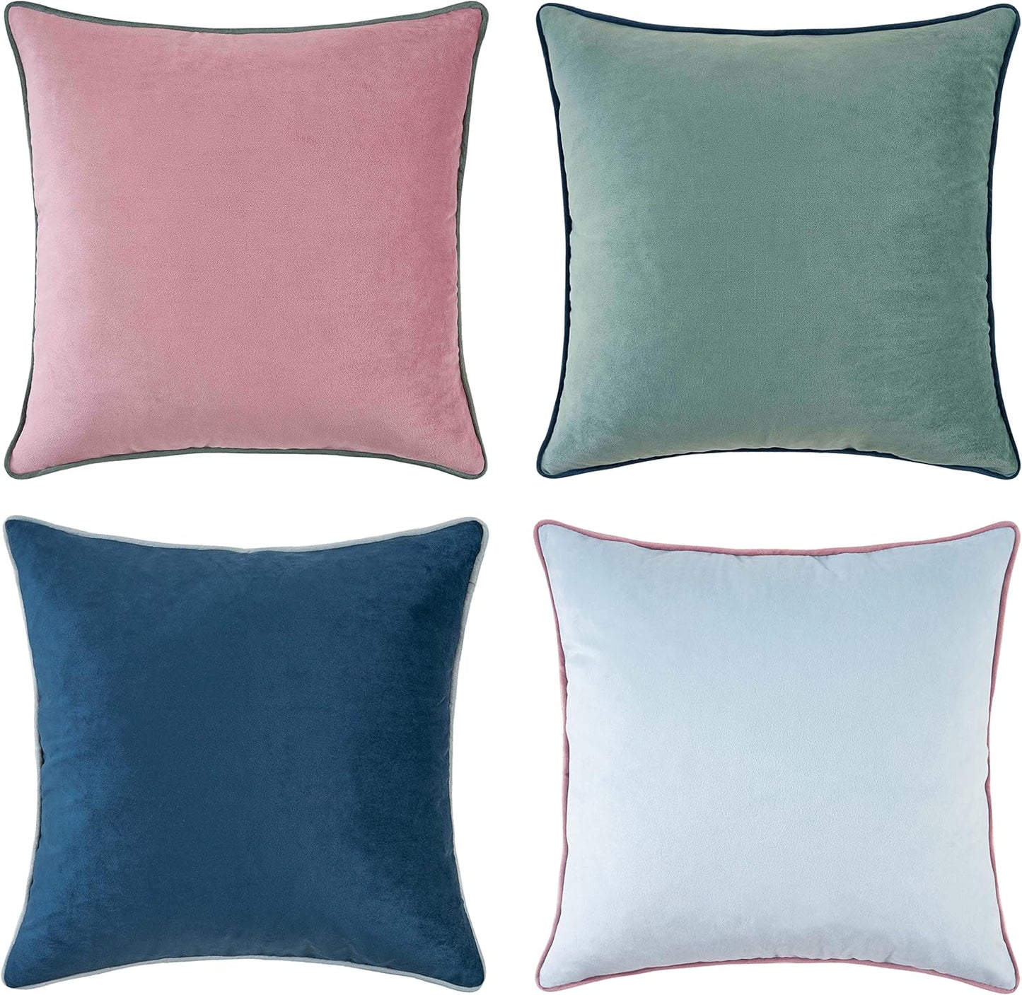 Decorative Throw Pillow Covers Set of 4 Soft Velvet Designs