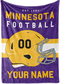 Personalized Football Throw Blanket 50x60 Fleece - Minnesota Fan Gift