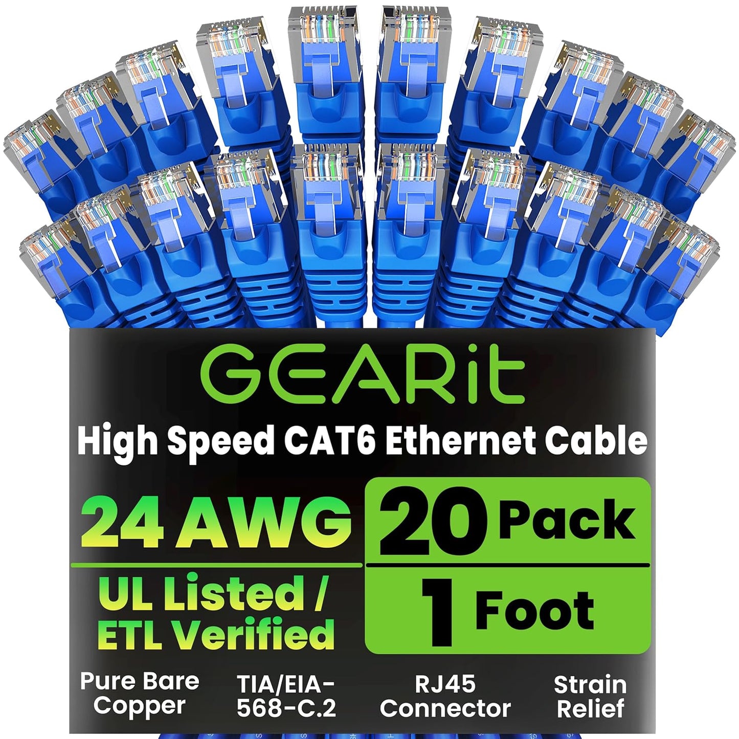 High-Performance 20-Pack Cat 6 Ethernet Cable for Fast Networking