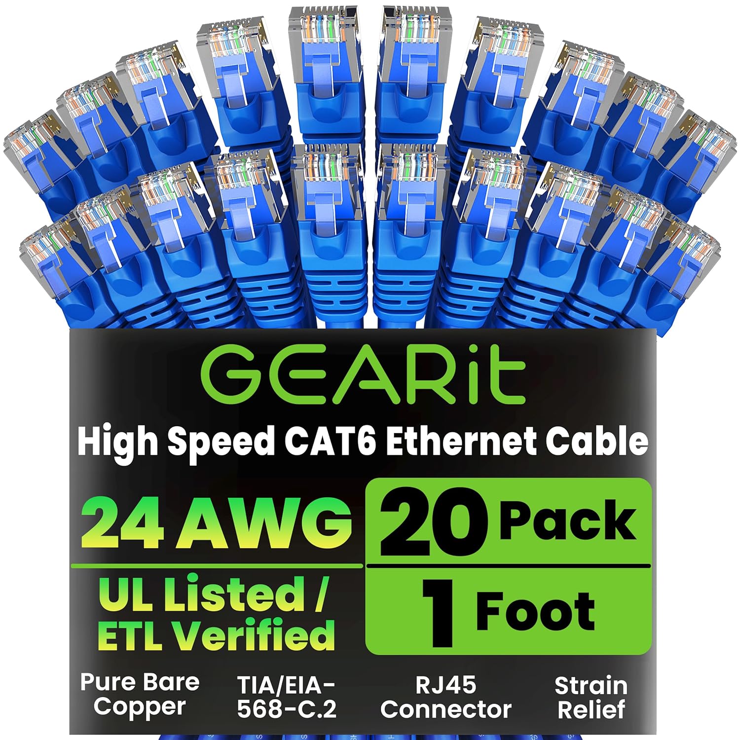 High-Performance 20-Pack Cat 6 Ethernet Cable for Fast Networking