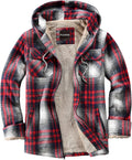Men's Full Zip Sherpa Lined Flannel Jacket Fleece Hooded Plaid Jacket