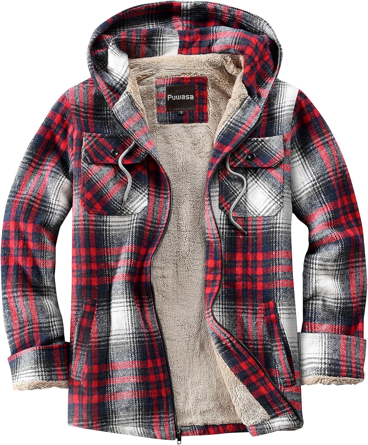 Men's Full Zip Sherpa Lined Flannel Jacket for Cold Weather