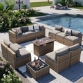 Patio Furniture Sets 12-Piece Outdoor Sectional with 44ft Firepit