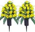 Artificial Cemetery Flowers Set with Vases - Lasting Outdoor Grave