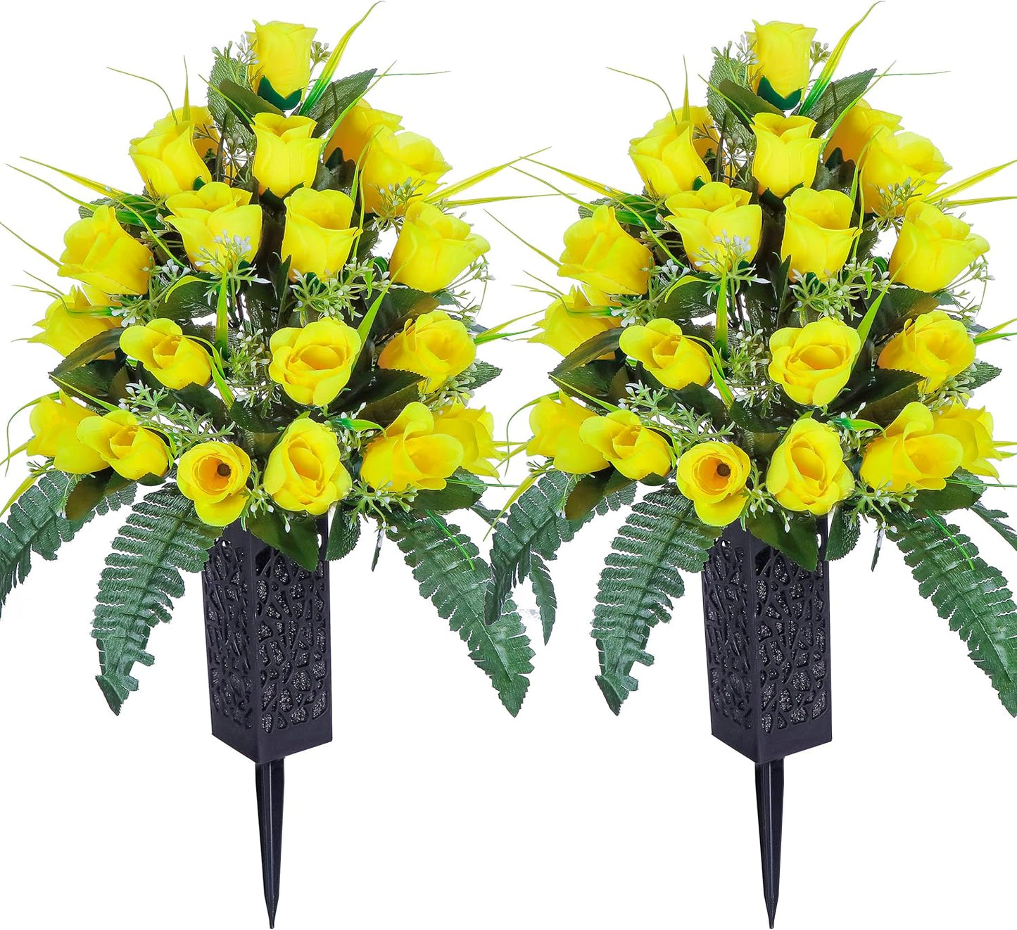 Artificial Cemetery Flowers with Vase - Lasting Grave Decorations