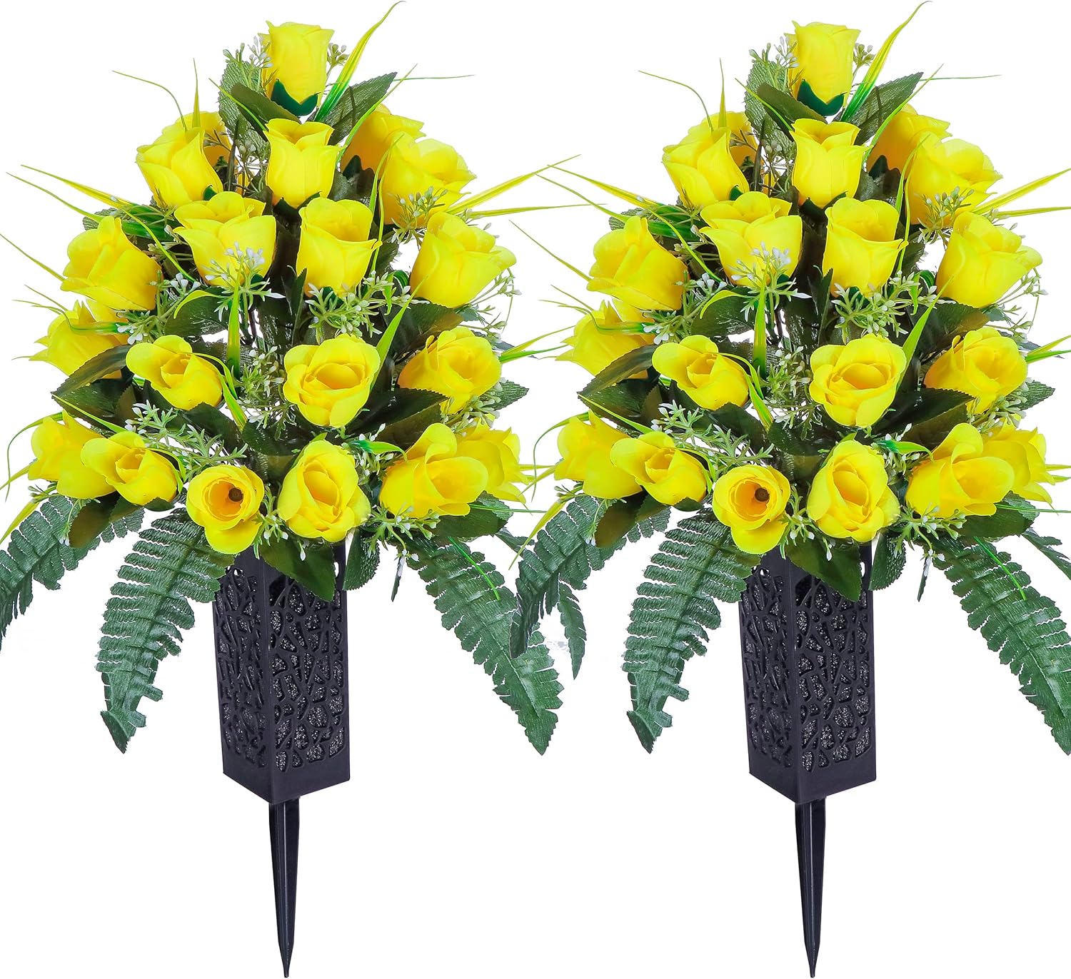 Artificial Cemetery Flowers with Vase - Lasting Grave Decorations