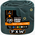 Xpose Safety Heavy Duty Green Mesh Tarp 7 ft x 14 ft - Durable Shade
