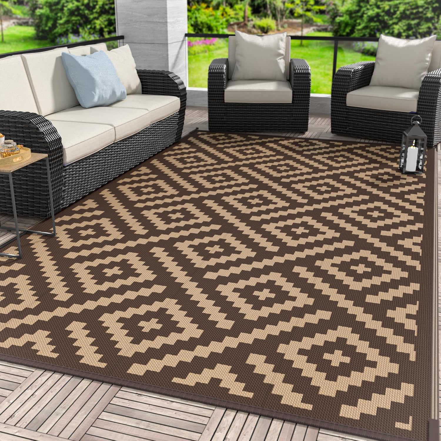 GENIMO Outdoor Rug for Patio Clearance, 6ftx9ft Waterproof Mat