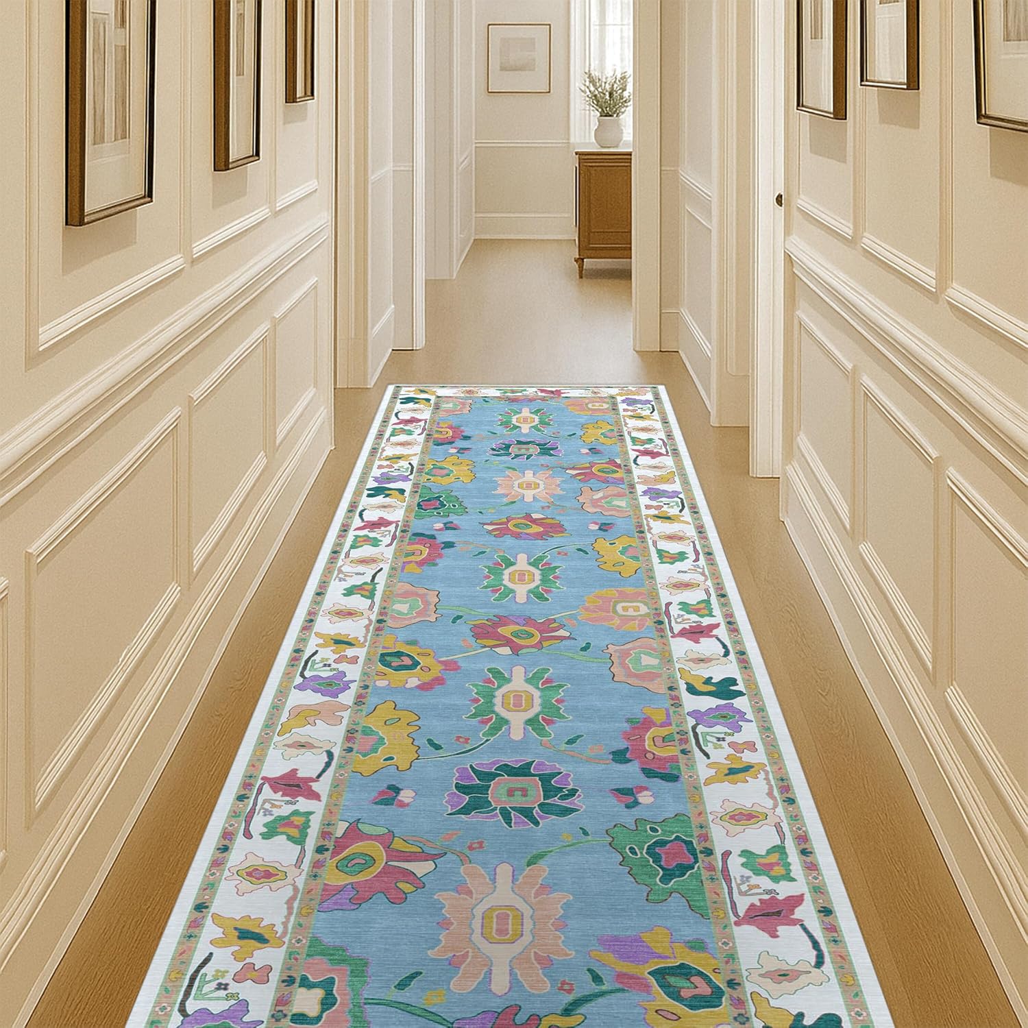 Colorful Oushak Runner Rug for High Traffic Areas and More
