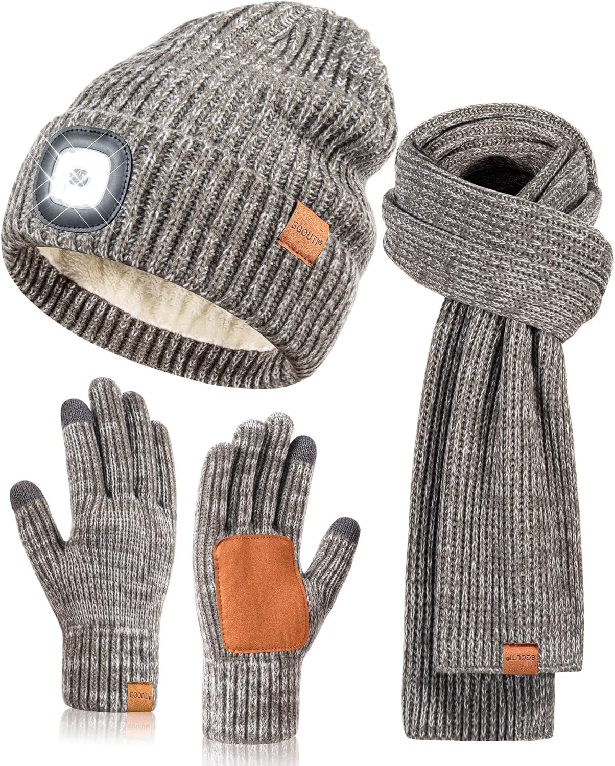 LED Beanie Gloves Scarf Set for Winter Activities and Gifts