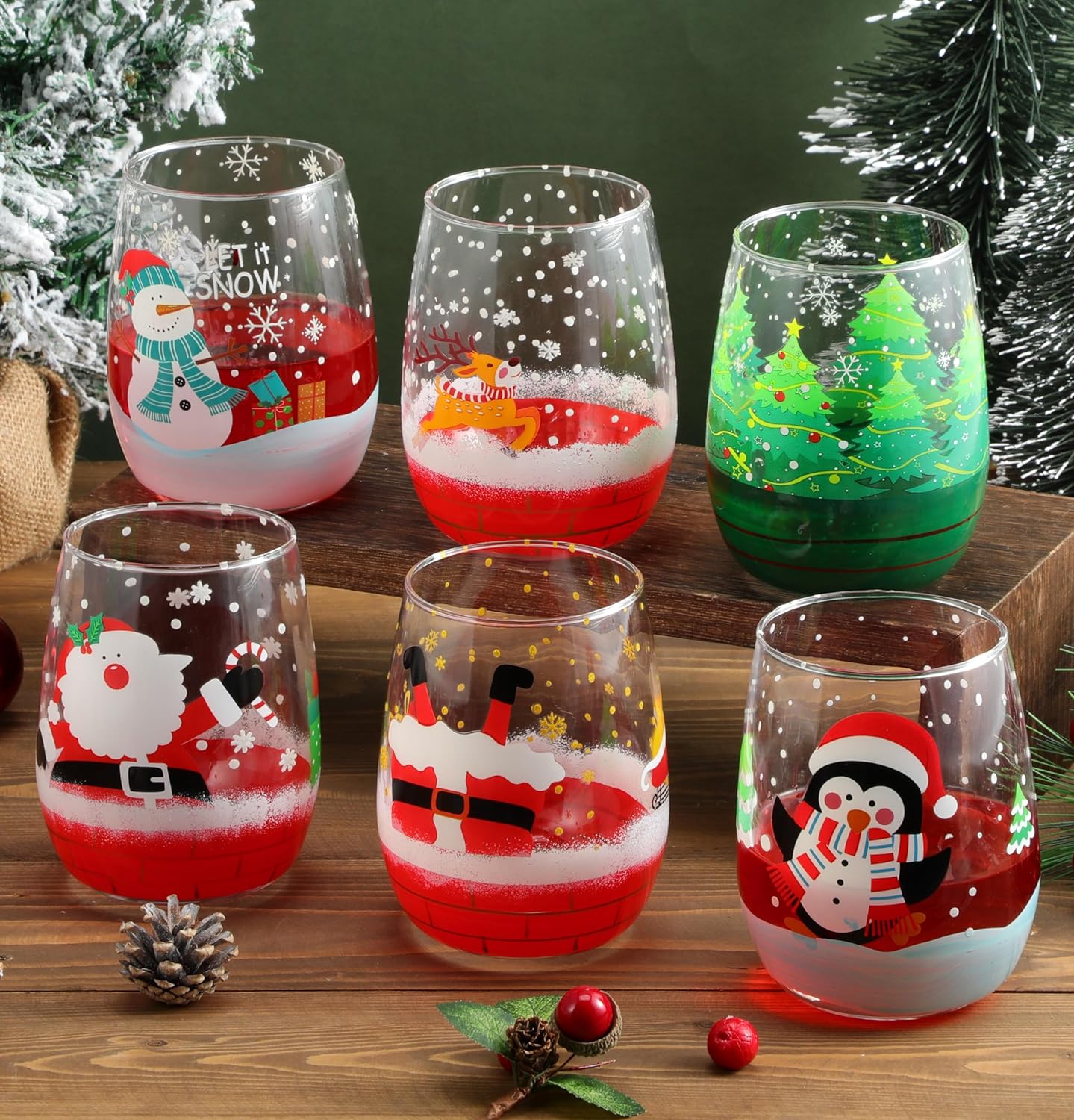 Christmas Wine Glasses Set for Festive Celebrations and Gifts