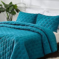 Queen Size Quilt Bedding Set Teal - Lightweight 3-Piece Quilt Set