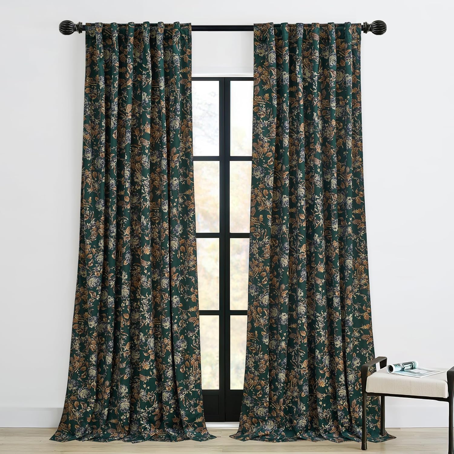 StangH Green Velvet Curtains for Elegant Room Decor 84 inches