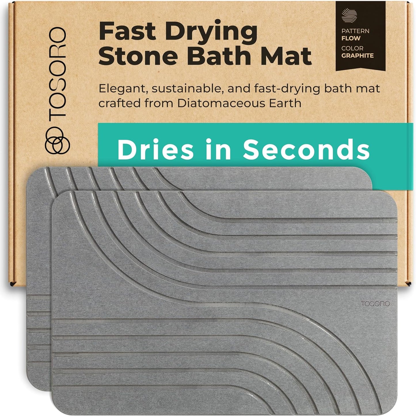 Stone Bath Mat - Quick Drying Non-Slip Diatomaceous Earth Mat