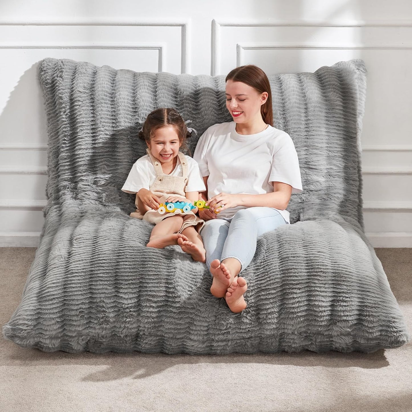 Hobestluk 3 in 1 Bean Bag Chair for Adults with Ripple Cover