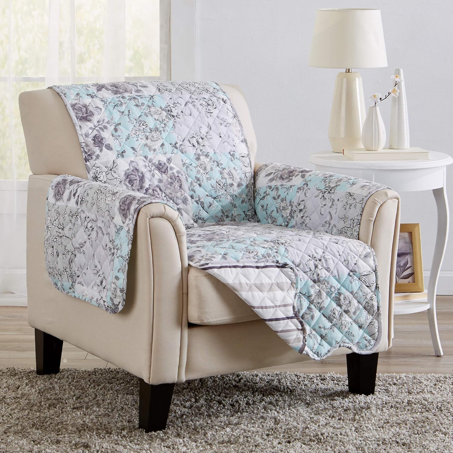 Reversible Floral Patchwork Furniture Protector for Chairs