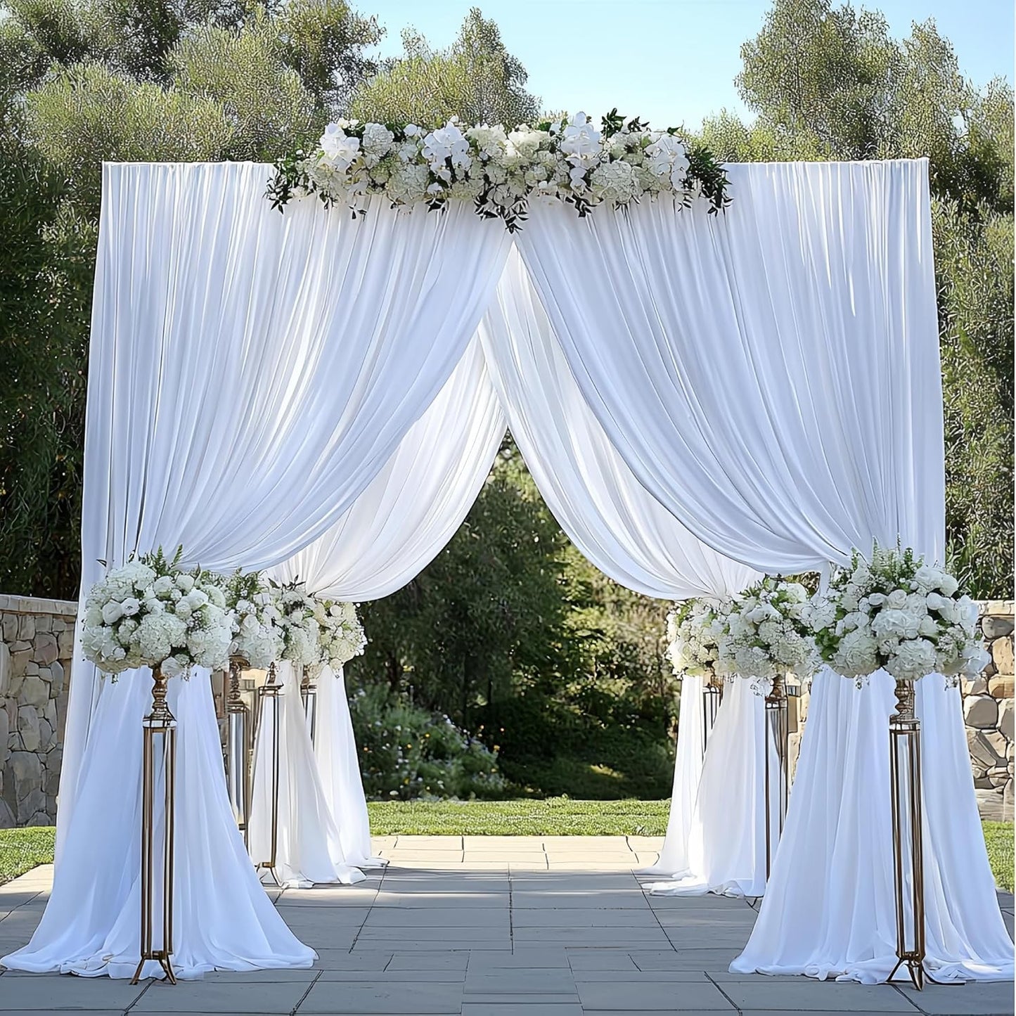 30FTx12FT White Wrinkle-Free Wedding Backdrop Curtain for Events