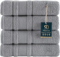 Qute Home 4-Piece Bath Towels Set, 100% Turkish Cotton - Soft & Quick