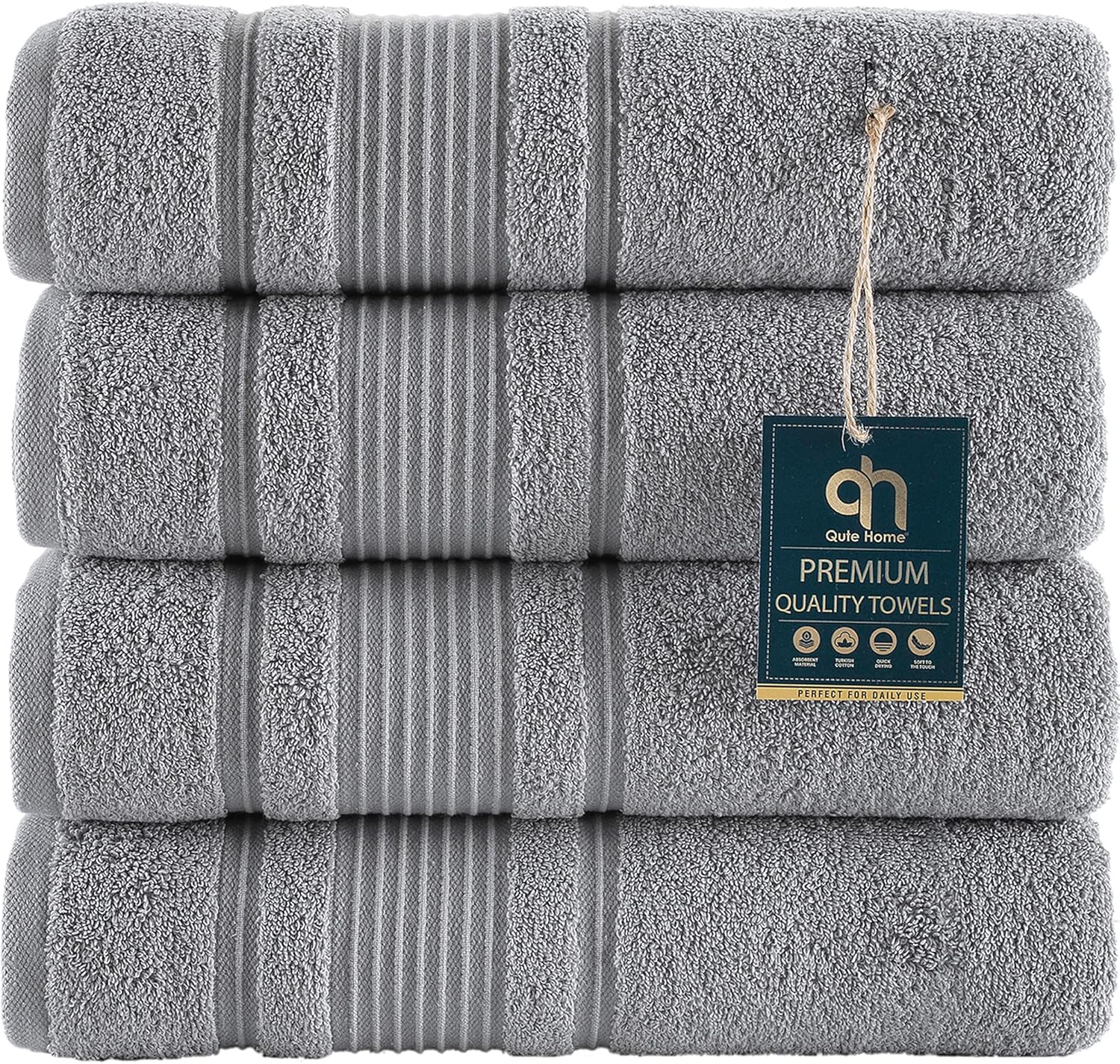 Qute Home 4-Piece Bath Towels Set - Premium Turkish Cotton